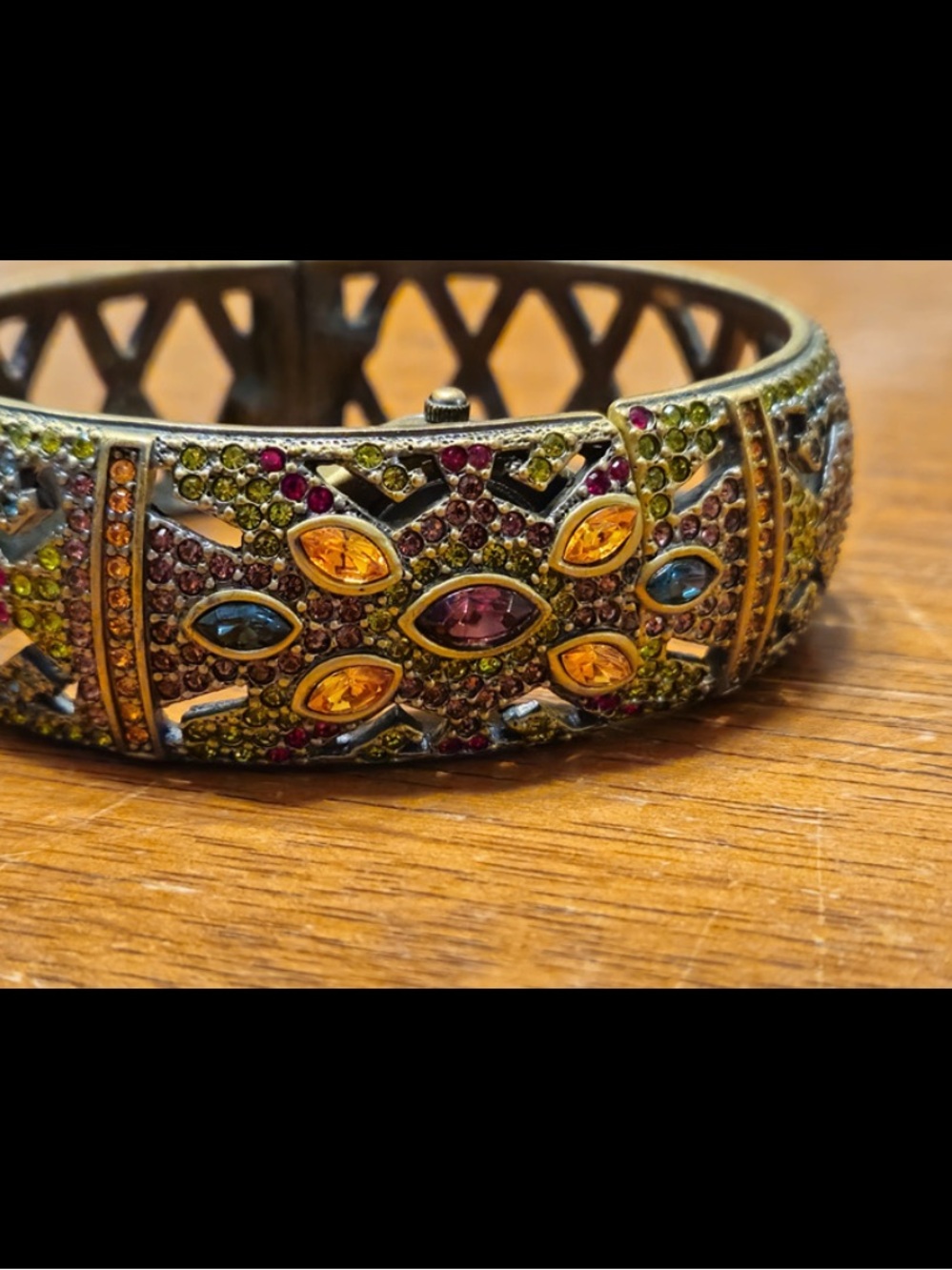 Heidi Daus Multicolor Crystal-Embellished Hinged Bracelet Watch